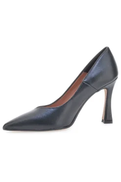 Schwarze Pumps aus echtem Leder mit Spool-Absatz Francesca Gritti 157
