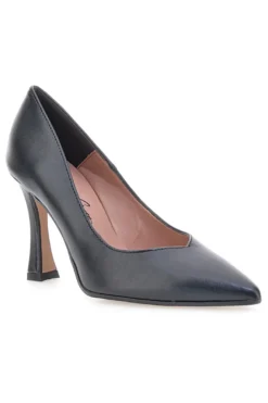 Schwarze Pumps aus echtem Leder mit Spool-Absatz Francesca Gritti 157