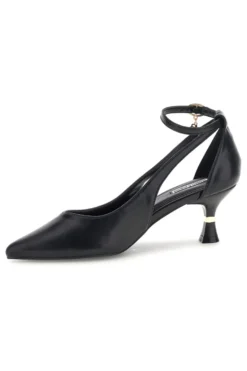 Schwarze Pumps mit Knöchelriemen und geformtem Absatz Burani 51851c1204