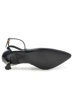 Schwarze Pumps mit Knöchelriemen und geformtem Absatz Burani 51851c1204