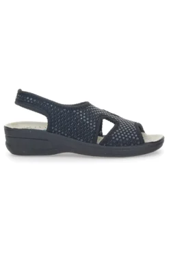 Schwarze Sandalen, hergestellt in Italien, mit Bio Up 1321-Lederfußbett