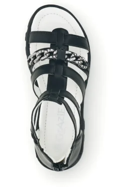 Schwarze Sandalen mit Hufeisen und Reißverschluss Thank you girl 14355