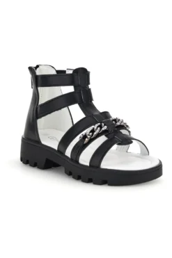 Schwarze Sandalen mit Hufeisen und Reißverschluss Thank you girl 14355