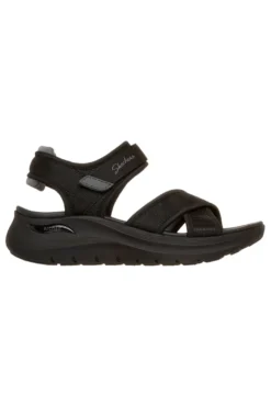 Schwarze Sandalen mit verstellbaren Kreuzriemen Skechers ARCH FIT 2.0 SANDAL FEELIN' BRIGHT