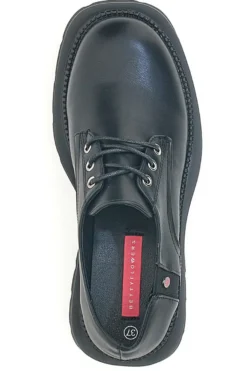 Schwarze Schnürschuhe mit Plateau Betty Flowers 127