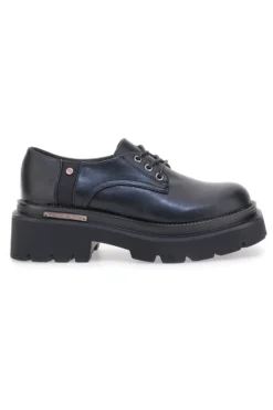 Schwarze Schnürschuhe mit Plateau Betty Flowers 127