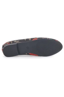 Schwarze Slipper mit Blumen Le Havre Paris 23546