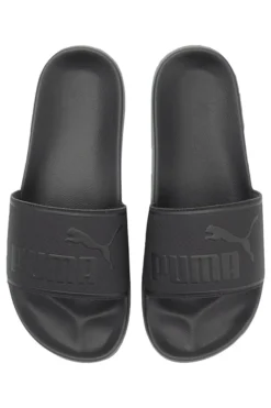 Schwarze Slipper mit gepolstertem Band und PUMA Leadcat 2 Logo