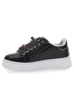 Schwarze Sneakers mit Blumenapplikationen an den Schnürsenkeln Grazie Girl 153917