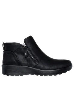 Schwarze Stiefeletten mit Reißverschluss und Memory Foam Skechers Lovely Vibe Fall In Bloom