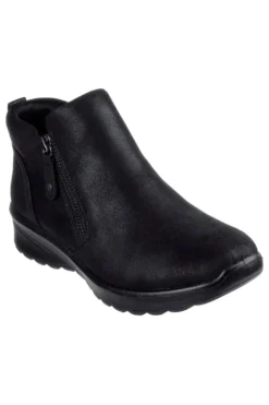 Schwarze Stiefeletten mit Reißverschluss und Memory Foam Skechers Lovely Vibe Fall In Bloom