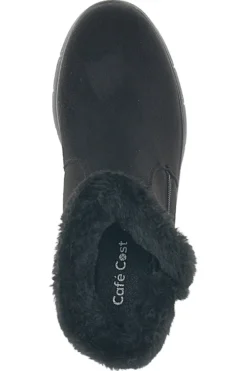 Schwarze Stiefeletten mit schwarzem Fell und Reißverschluss CAFE' COST 41950
