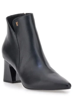 Schwarze Stiefeletten mit spitzer Spitze und Blockabsatz Ferré F536C641