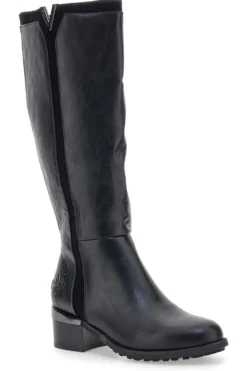 Schwarze Stiefel mit niedrigem Absatz und seitlichem Logo GMV SV0183