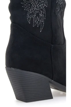 Schwarze Stiefel mit Stickerei und Absatz Cafè Kosten RQ2616