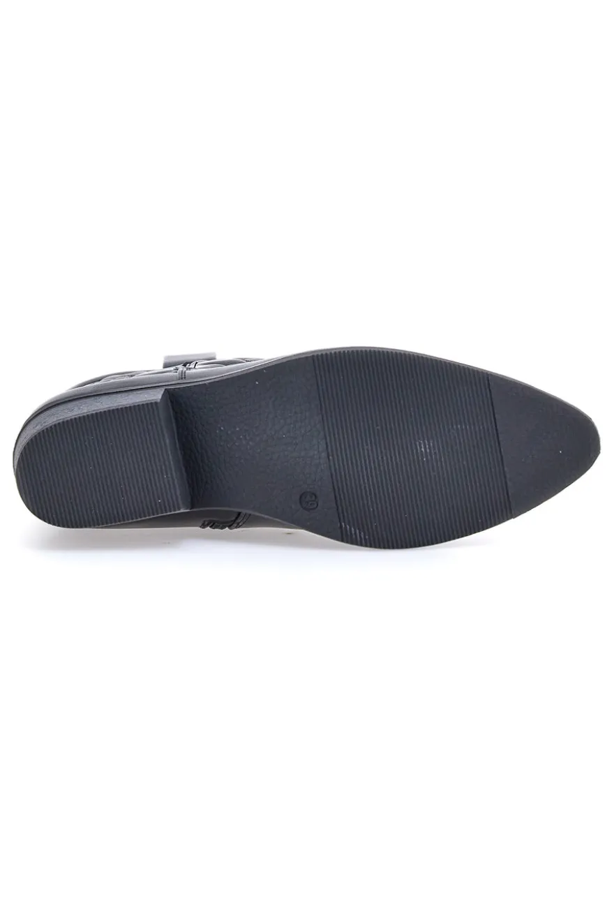 Schwarze Texaner-Stiefeletten mit Café-Stickerei kosten H52804