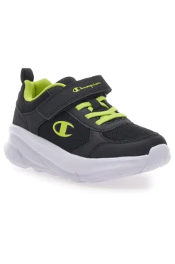 Schwarze und gelbe Sneakers mit Klettverschluss und elastischen Schnürsenkeln CHAMPION HRO B PS Low Cut Schuh