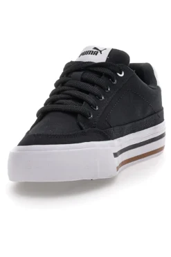 Schwarze und weiße Segeltuchsneaker Puma Court Classic Vulc Fs Jr
