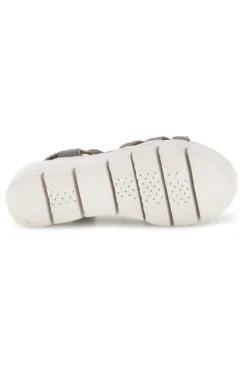 Silberne Sandalen mit dekorativen Applikationen und Keil The first active 24001B