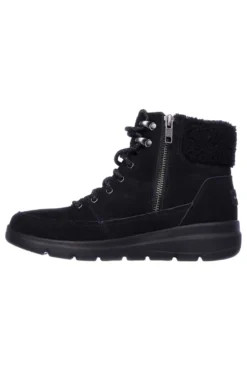 Skechers – Glacial Ultra Woodlands – Schwarze Wildleder-Stiefeletten mit Sherpa-Futter