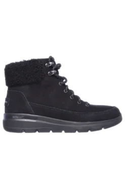 Skechers – Glacial Ultra Woodlands – Schwarze Wildleder-Stiefeletten mit Sherpa-Futter
