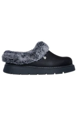 Skechers – Keepsakes Lite Cozy Blend – Pantoletten mit schwarzem Kunstfellfutter