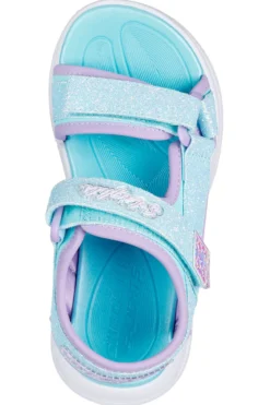 Skechers Kinder-Sandalen „S Lights“ in Hellblau mit offener Spitze und Klettverschluss: Sola Glow