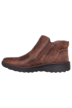 Skechers – Lovely Vibe – Fall In Bloom – Braune Memory Foam-Stiefeletten mit Reißverschluss