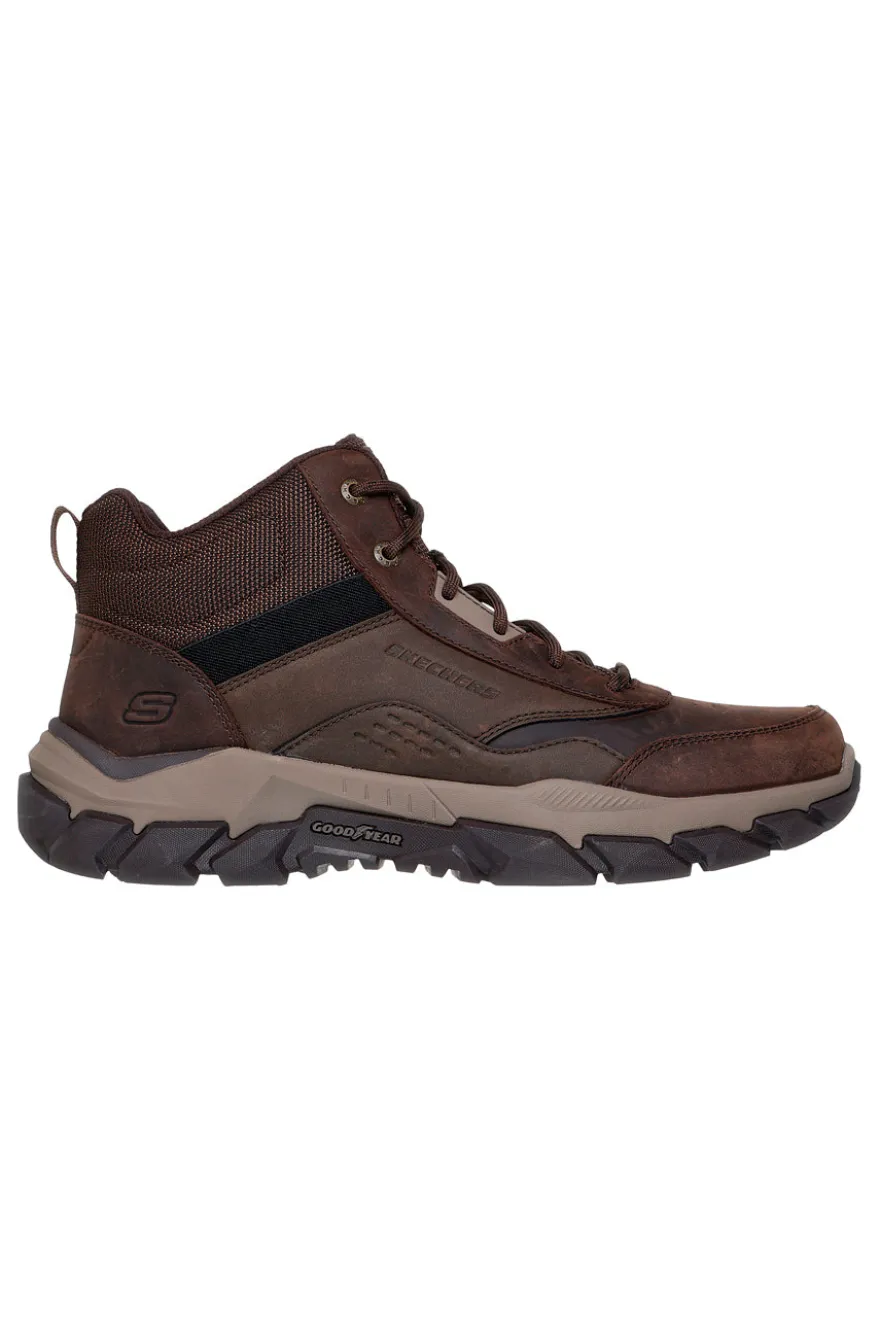 Skechers – Santoro Hopkins – Braune Slip-On-Stiefeletten aus Leder