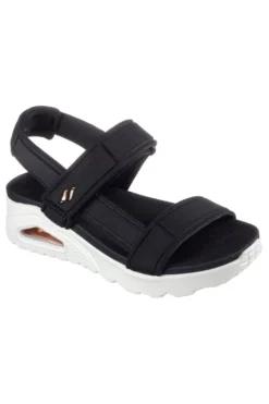 Skechers Uno – Summer Stand2 Vegane schwarze Sandalen mit Klettverschluss
