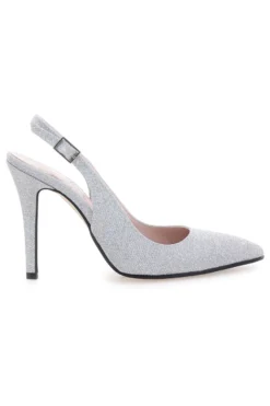 Slingback argento glitter con tacco alto Pittarello Romantic 5425