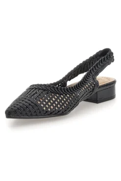 Slingback da donna nere traforate con tacco basso Le Havre GZ2405273