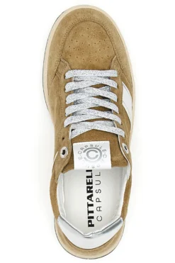 Sneaker beige in vera pelle con dettagli argento Pittarello Capsule Kelly