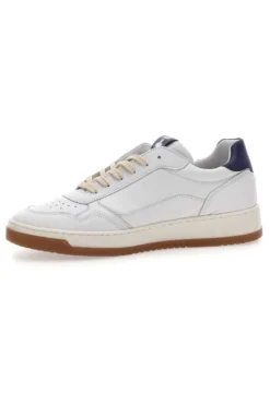 Sneaker bianca in vera pelle con dettagli blu Pittarello Plus S10