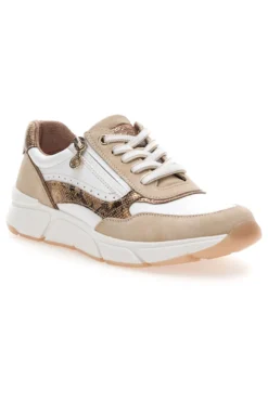 Sneaker da donna beige con inserti animalier Relife 67172370320