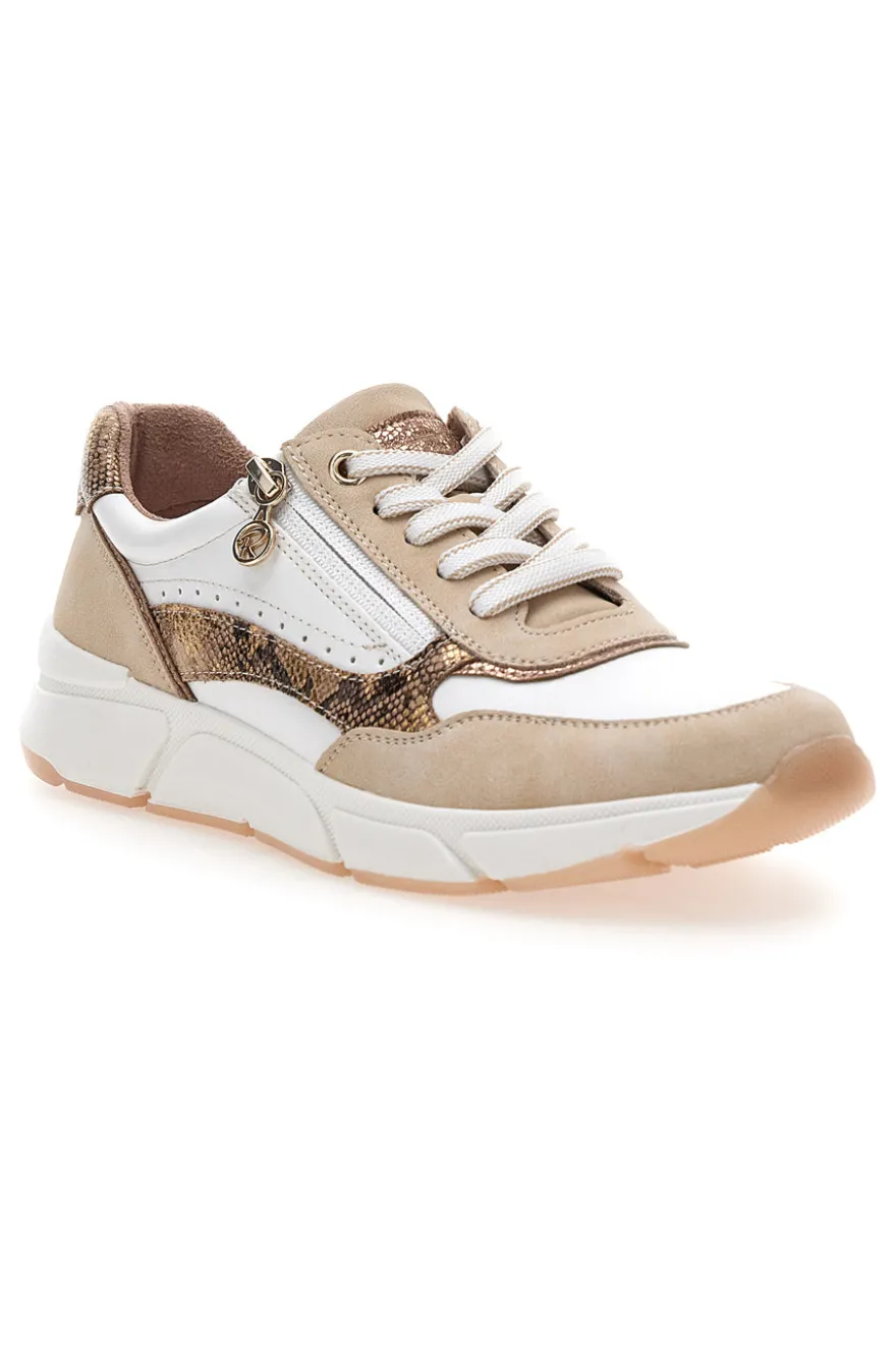 Sneaker da donna beige con inserti animalier Relife 67172370320