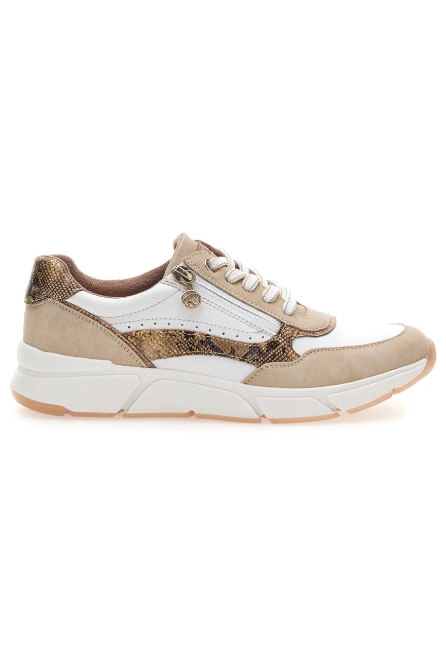 Sneaker da donna beige con inserti animalier Relife 67172370320