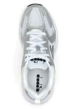 Sneaker da ragazza bianche e argento con inserti metallizzati Diadora Alley Metal GS