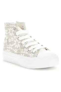 Sneakers Alte Beige con Pizzo Floreale Grazie girl 155727