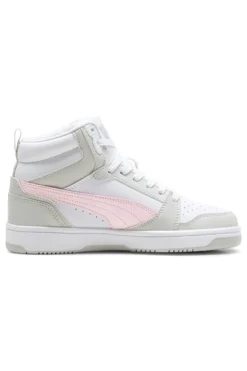 SNEAKERS ALTE BIANCHE CON DETTAGLI ROSA PUMA REBOUND V6 MID JR