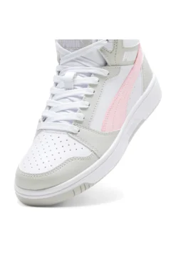 SNEAKERS ALTE BIANCHE CON DETTAGLI ROSA PUMA REBOUND V6 MID JR