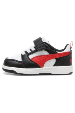 Sneakers bambino bianche e nere con dettagli rossi Puma Rebound V6 Lo AC+ Inf