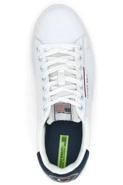 Sneakers Basse Bianche e Blu Cotton Belt Player Lth