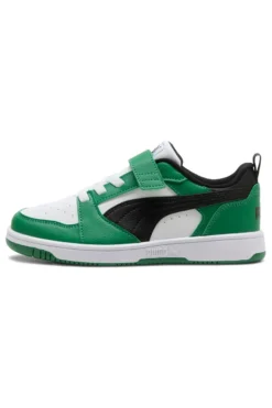 Sneakers basse bianche verdi e nere con strappo Puma Rebound V6 Lo AC+ PS