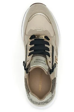 Sneakers beige con glitter e zip laterale Mariella Burani 51751C1104