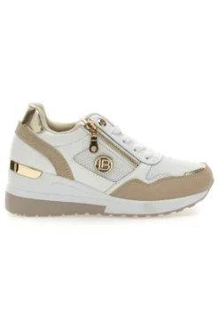 Sneakers Beige con Zeppa e Chiusura con Lacci e Cerniera Laura Biagiotti 8920
