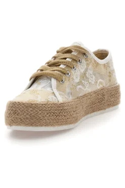 Sneakers beige in pizzo con suola corda Energy E132