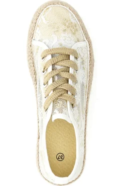 Sneakers beige in pizzo con suola corda Energy E132