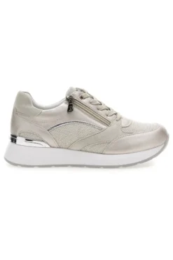Sneakers beige perlato con zip laterale e zeppa Inblu 472IN