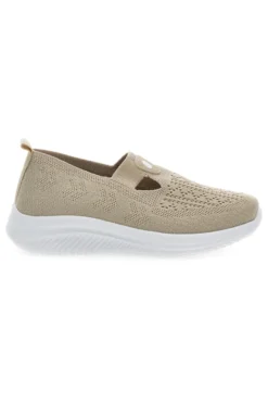 Sneakers Beige Slip On con Tomaia Effetto Ricamo CANGURO CA1227